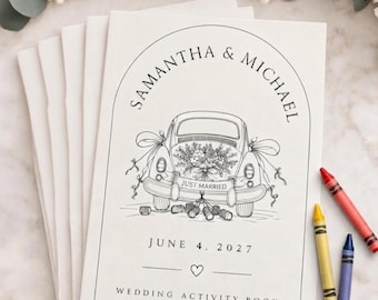 Wedding Coloring Activity Book for kids , Custom Names & Date | Coloring Booklet for Reception Table Favor Personalized Book for Kids