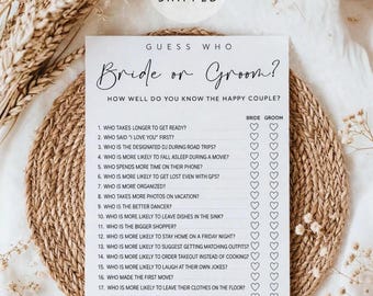 Guess Who Bride or Groom Game Cards | Bridal Shower Game | 5x7 Printed Cards | Physical Shipped | He Said She Said Bachelorette Party Game