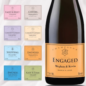 Engagement Champagne Label • Engagement Announcement Gift - Wine Labels for Wedding, Bachelorette Party Favors
