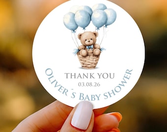 Baby Shower Party Favor Stickers  - Teddy Bear Baby Shower Labels- Thank You Stickers, Gender Reveal - Stickers for Candles, Soaps