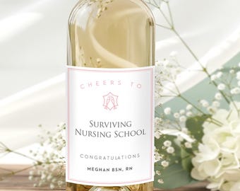 Nurse Graduation : Nursing Degree Wine Label - Champagne Labels for Nursing Graduations -