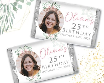 Personalized Mini Chocolate Wrapper Stickers for Birthday Parties Perfect for 30th, 40th, 50th, 60th Custom Party Favors- (Set of 10)