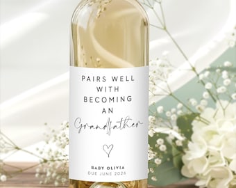 Pregnancy Announcement - Baby Announcement Wine Label –  Reveal for Grandparents, Aunt & Uncle Gift