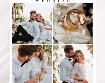 Save the Date Wedding Photo Magnet- Wedding Party Favors - Wedding Invitatio Magnet - Couple Photo Collage Gift