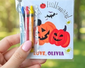 Halloween Coloring Activity Cards , Personalized Party Favors for Kids, Halloween Classroom Treat, Non Candy Treat Bag Gift, Trick or Treat