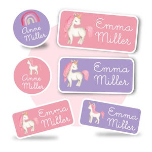 Personalized Waterproof Unicorn Name Labels - Dishwasher Safe
