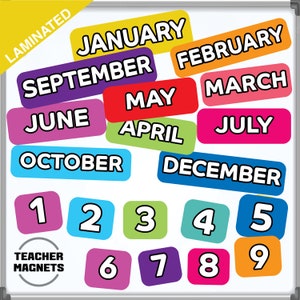 Teacher Magnets for classroom, Whiteboard Magnets for teacher, Magnets for  classroom organizacion Month numbers
