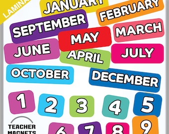 Teacher Calendar Magnets: Classroom Organization, Month & Day Numbers
