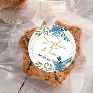 Wedding Stickers Round Floral Labels Personalized Round Sticker Birthday Stickers Wedding Party Favor Wedding Floral Labels  Size 2” / SR10