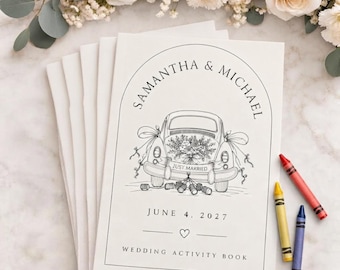 Wedding Activity Book for Kids, Wedding Coloring Book for Reception Table Favor Personalized Book for Kids