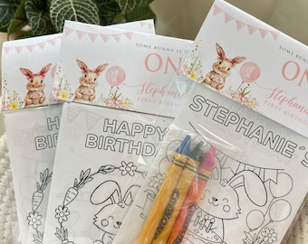 Kit de coloriage Lapin pour le premier anniversaire – Activité personnalisée – Coloriages pour enfants – Cadeau idéal pour un premier anniversaire