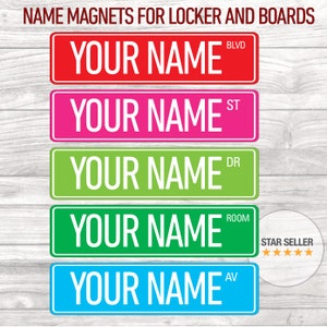 Custom Locker Magnet for Locker Decor, Custom Street Sign. Flexible Magnet Street Sign. Personalized Street Sign 12 x 3 in. Name Magnets