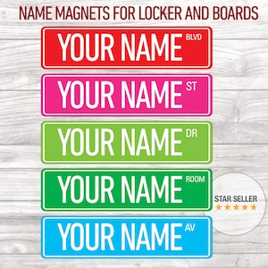 Custom Locker Magnet for Locker Decor, Custom Street Sign. Flexible Magnet Street Sign. Personalized Street Sign 12 x 3 in. Name Magnets