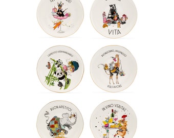 Mamma Mia Porcelain Plate Set of 6