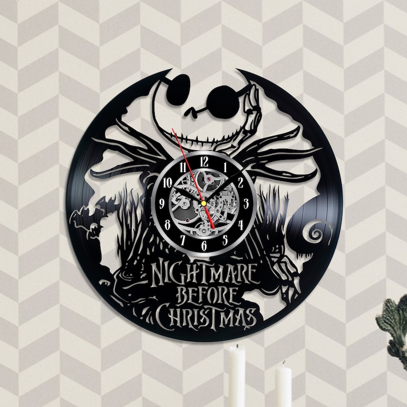 The Nightmare Before Christmas Jack Skellington Sally Vinyl Record Wall Clock LP