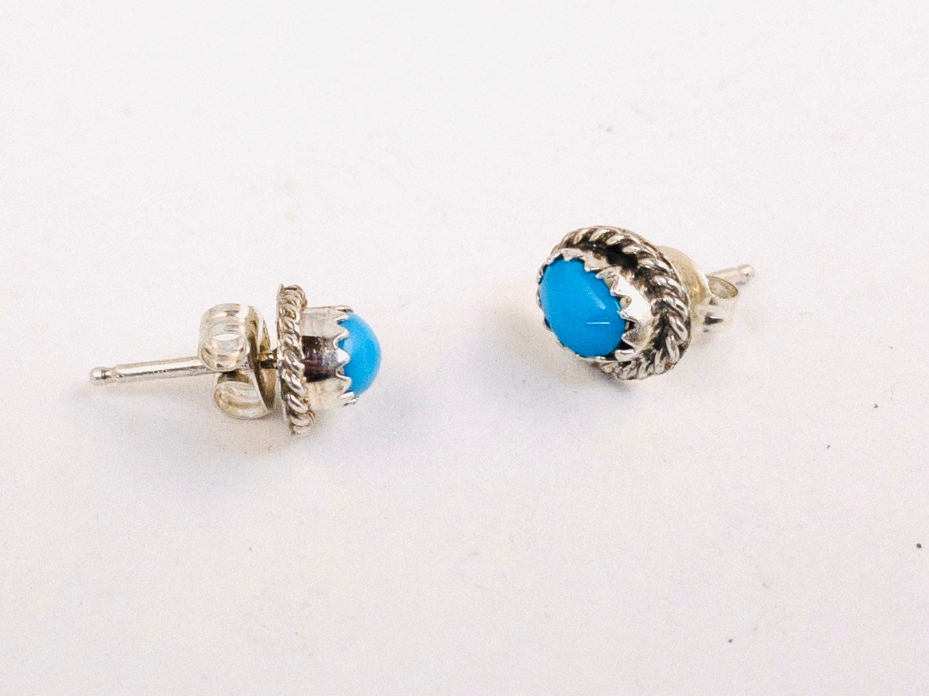 Turquoise post earrings oval sterling silver Native American Etsy.de