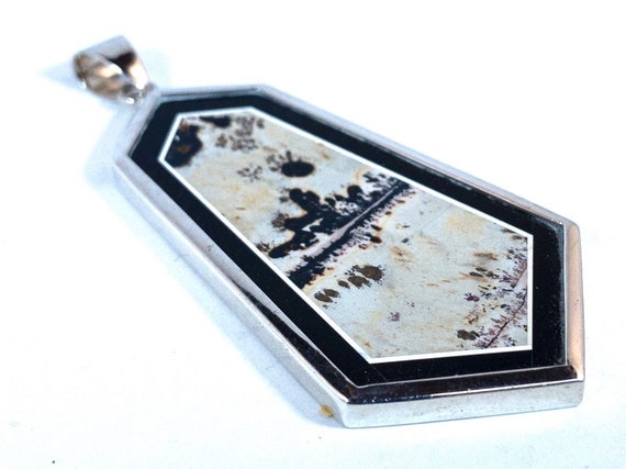 Picture Jasper & Onyx Pendant in Sterling Silver … - image 3