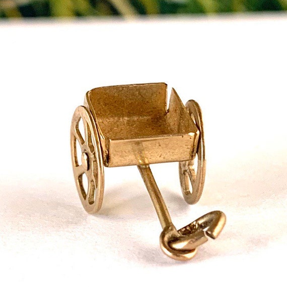 10kt Gold Wagon Cart Charm - image 2