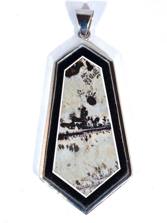 Picture Jasper & Onyx Pendant in Sterling Silver … - image 5