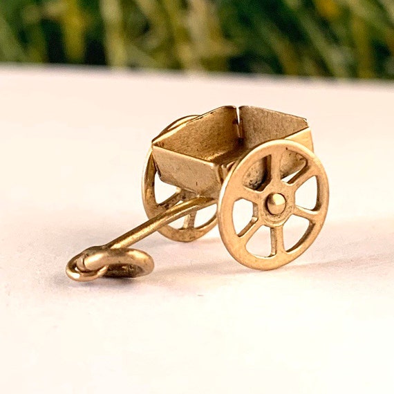 10kt Gold Wagon Cart Charm - image 3