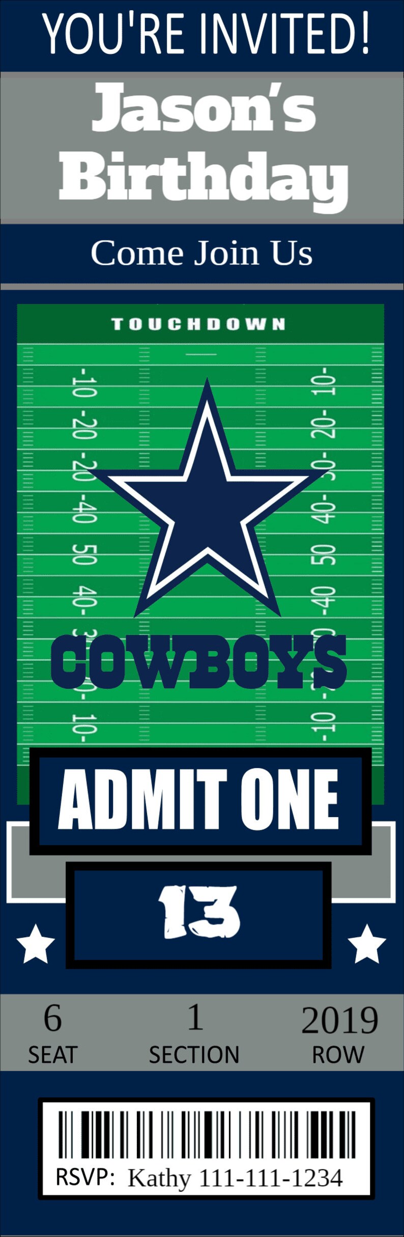 Dallas Cowboys Ticket Template