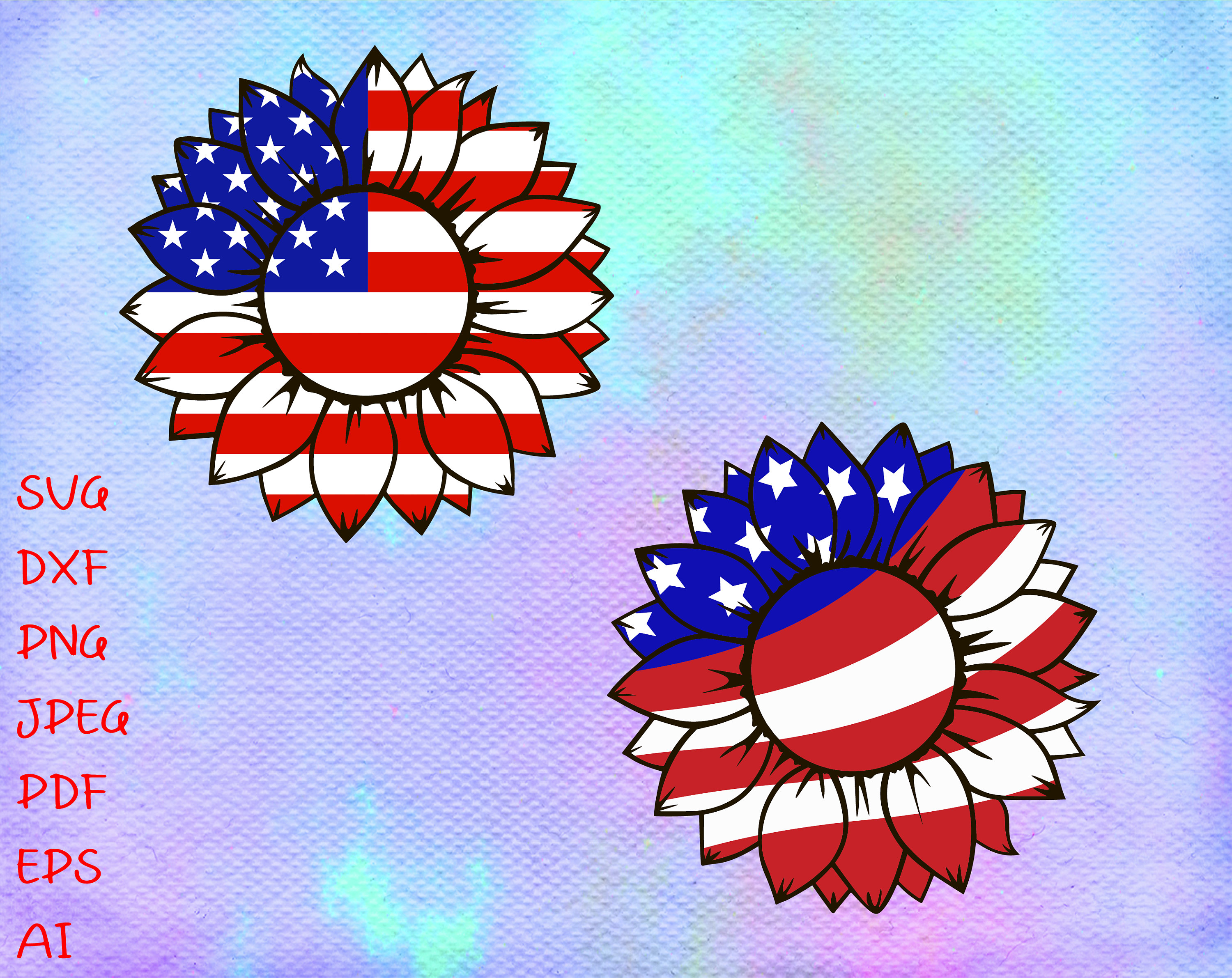 2954 Patriotic Sunflower Svg Free SVG PNG EPS DXF File