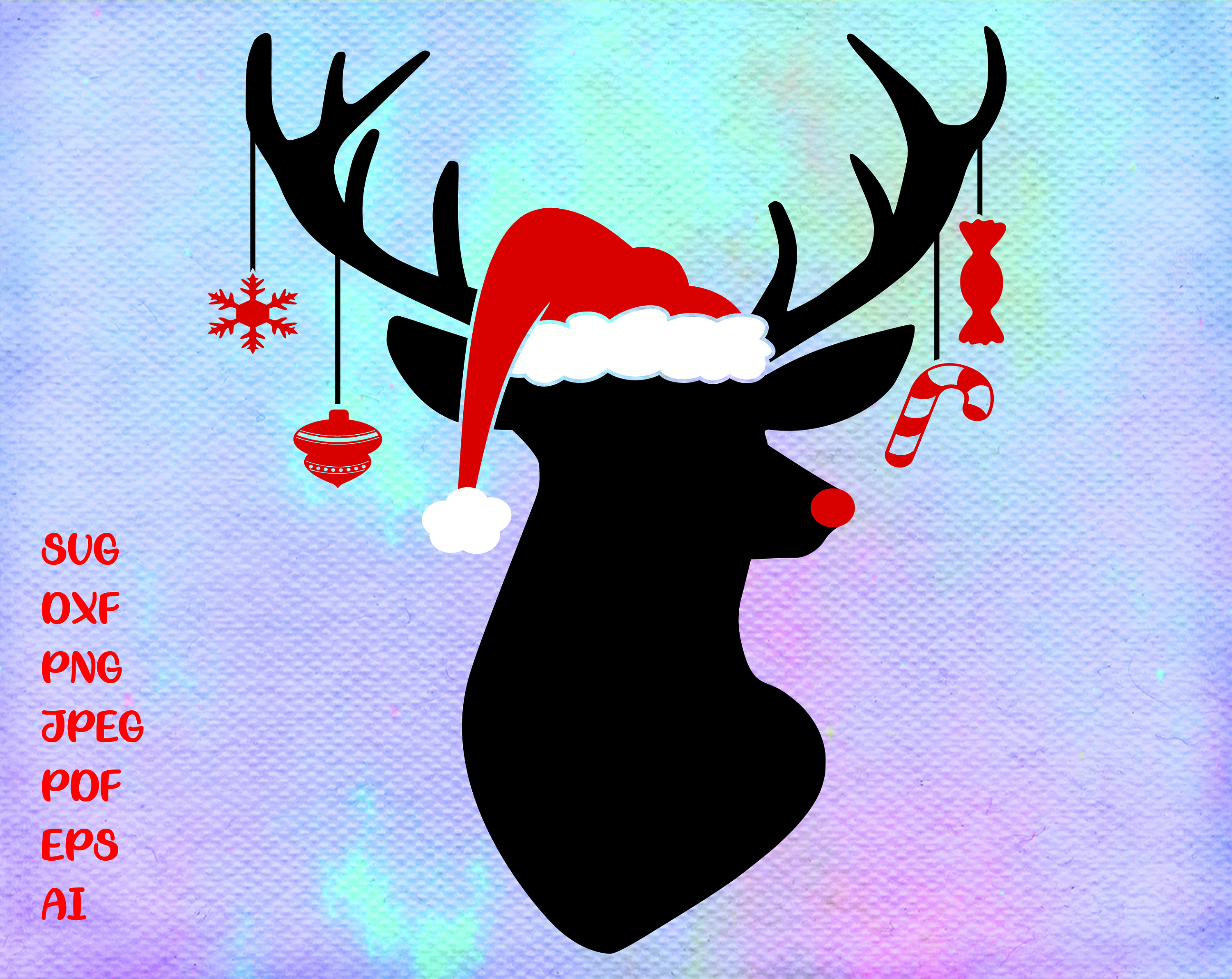 Download Reindeer Svg Deer Head Svg Deer With Red Nose Christmas Etsy