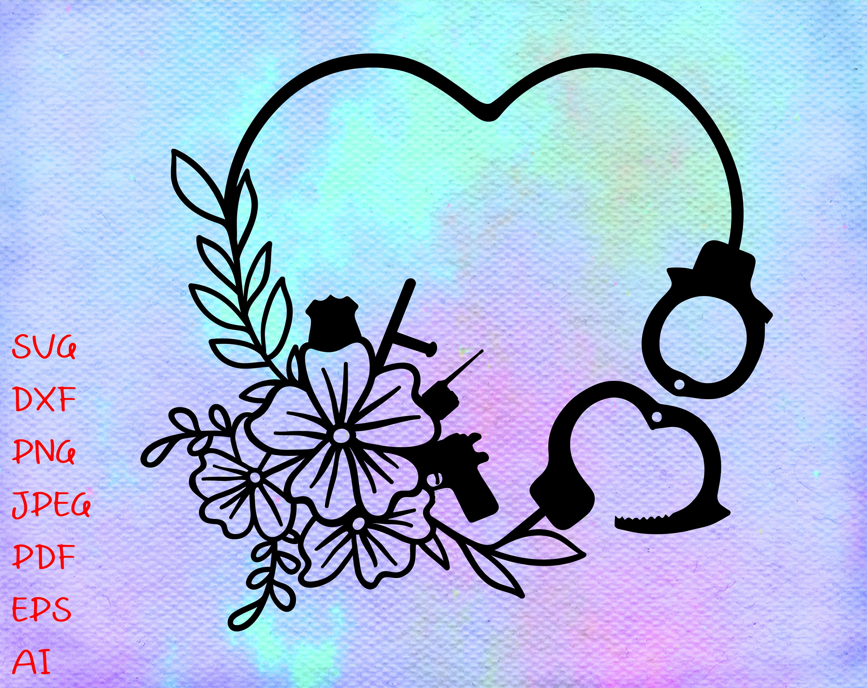 Download Floral Handcuffs svg Heart Handcuffs cuffs Police Heart ...