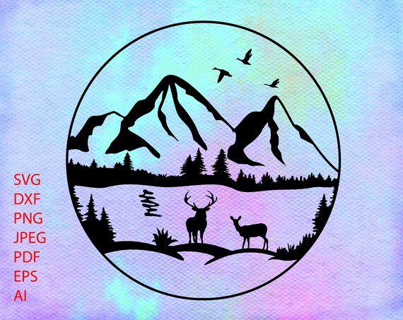 Free Free 251 Silhouette Mountain Scene Nature Svg SVG PNG EPS DXF File