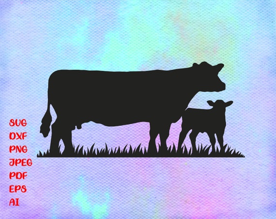 Download Cow & Calf DXF EPS SVG Cut Files Design File Cut File | Etsy