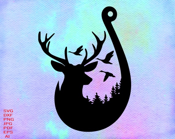 Download Duck Hook And Deer In Svg Eps Dxf Ai And Png Format For Cricut And Silhouette Hunting Fishing