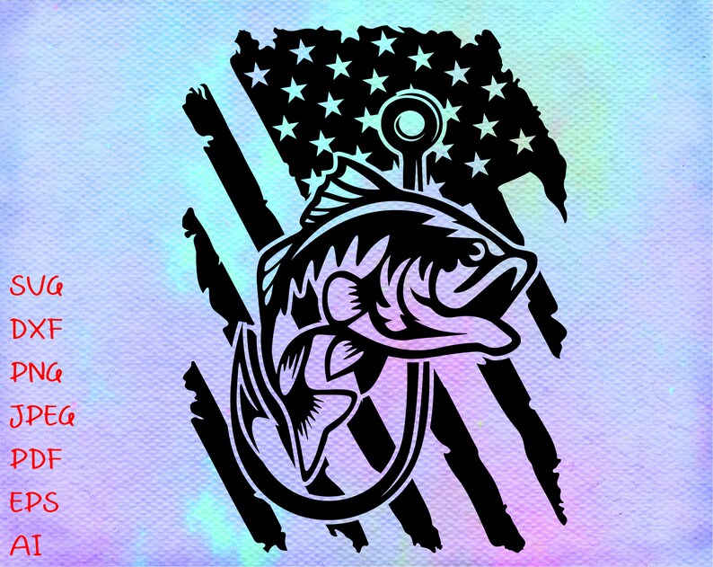 Fish Hook Flag Svg Fishing Distressed American USA Flag SVG - Etsy