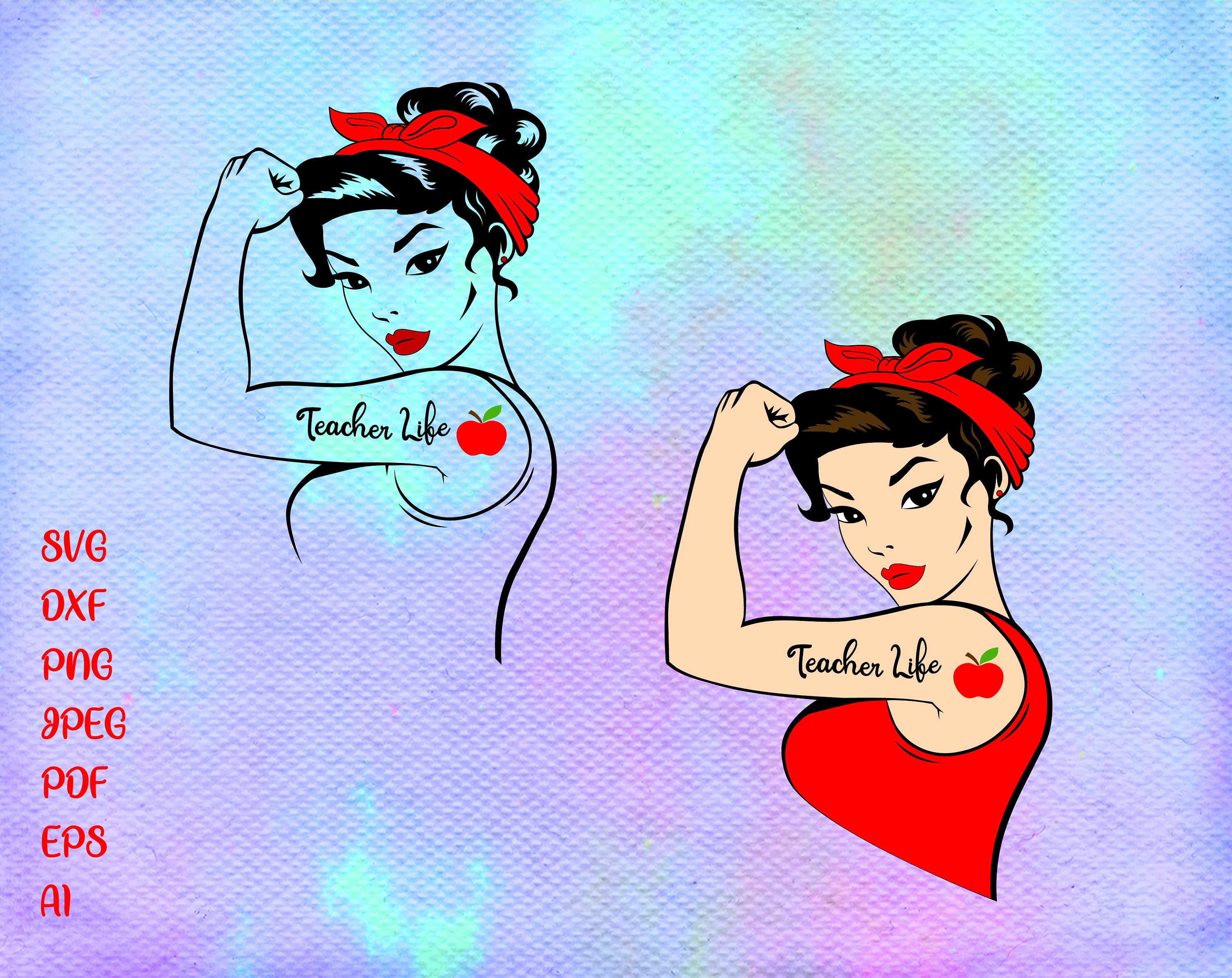Download Teacher Life svg Rosie Riveter Teacher Shirt Design svg Girl | Etsy
