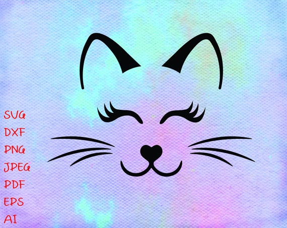 Download Cat Face Svg Kitten Whiskers Svg Cat Face Clipart Kitty Cat Etsy PSD Mockup Templates