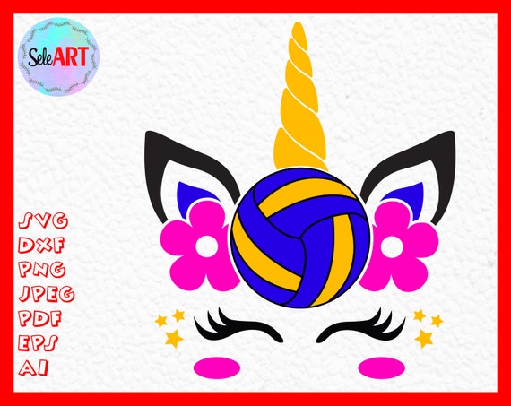 Unicorn Volleyball Svg Eps Vector Clipart Digital Silhouette Etsy