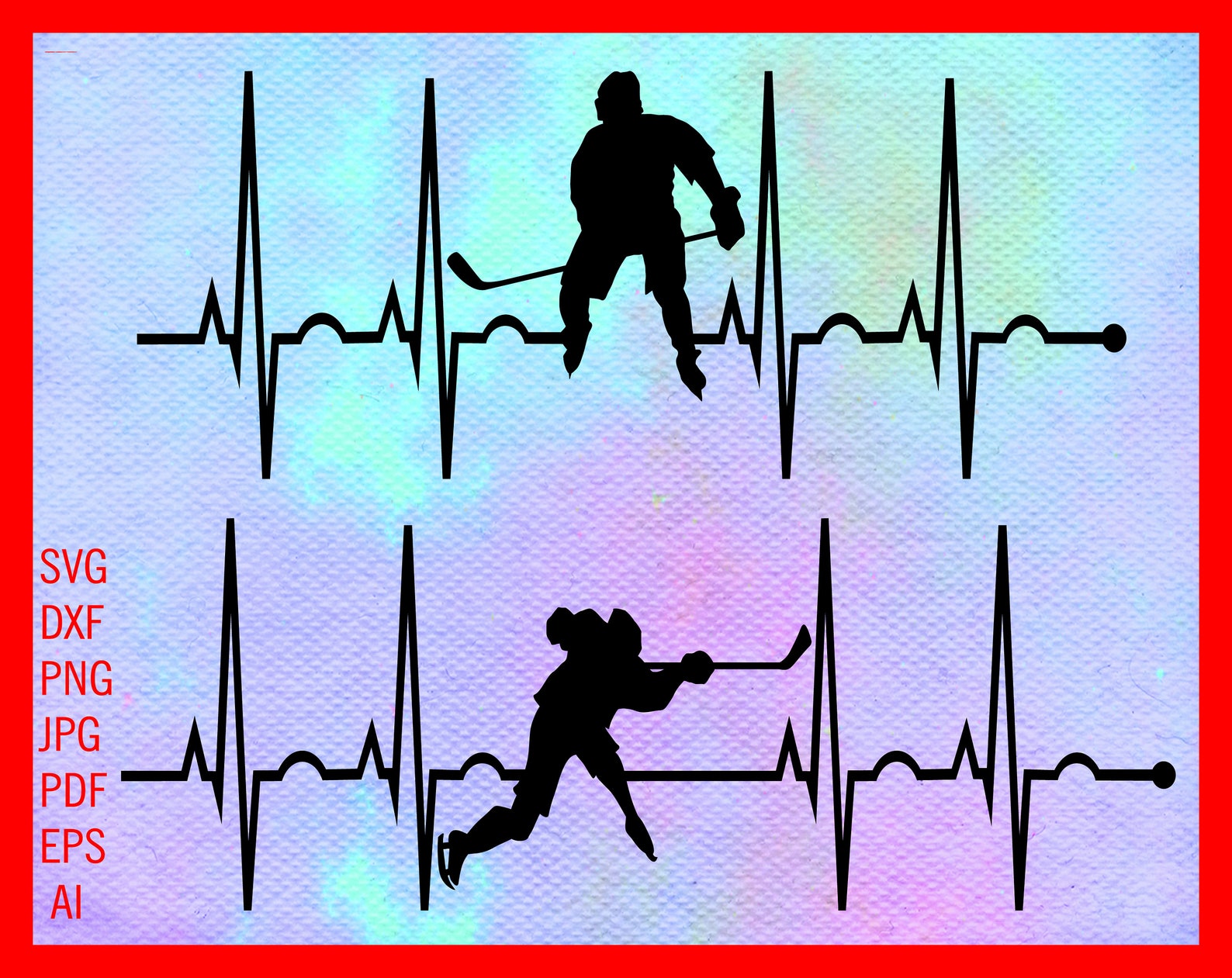 Hockey Ekg Svghockey Svg Files Hockey Player Silhouette Etsy