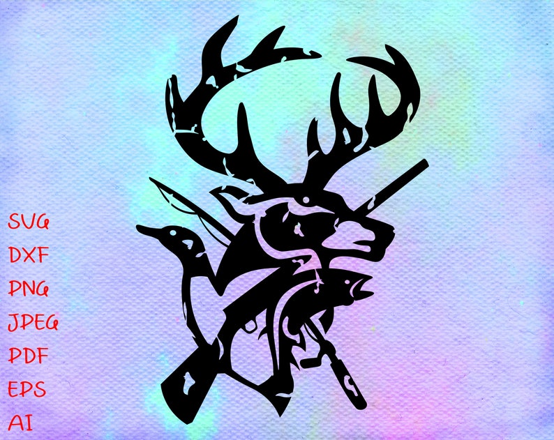 Download Hunting SVG Fishing svg Deer and Duck and Fish distressed ...