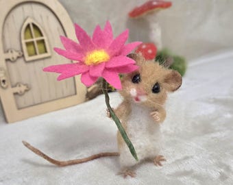 ニードルフェルトで作られたネズミの動物たち 手作り一点物