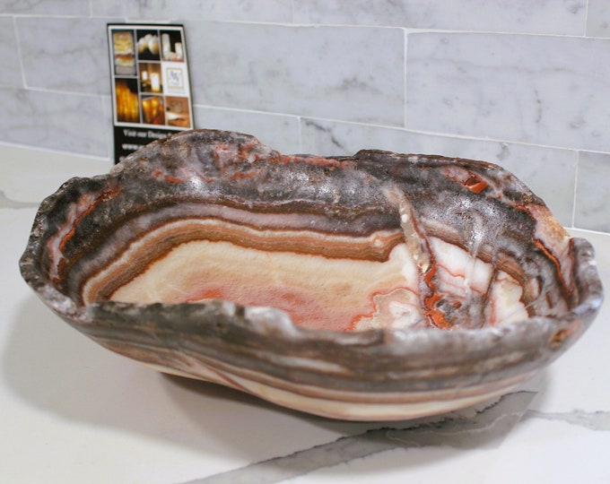 Fire Onyx Decorative Stone Bowl Bold Stone Pattern Etsy