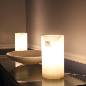 White Onyx Stone Table Lamp, 6&quot;x12&quot; - Minimalist elegance