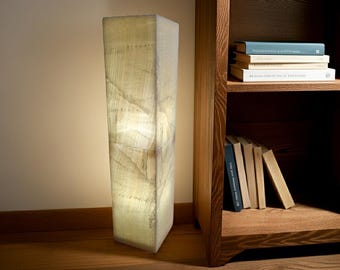 White Onyx Floor Lamp, 36" - Natural Stone Pedestal, Luxury Decor
