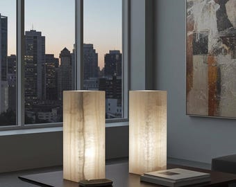 Onyx square desk lamp 16"- Utmost minimalist elegance