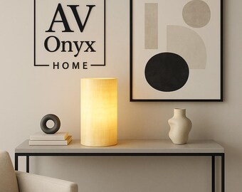 Golden Honey Onyx Desk Lamp: Artisan Alabaster Ambient Light