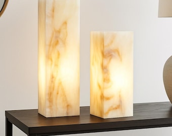 Ivory Onyx Table Lamp, 16" & 12" – Natural Stone Glow, Handmade Elegance, Unique Lighting Statement
