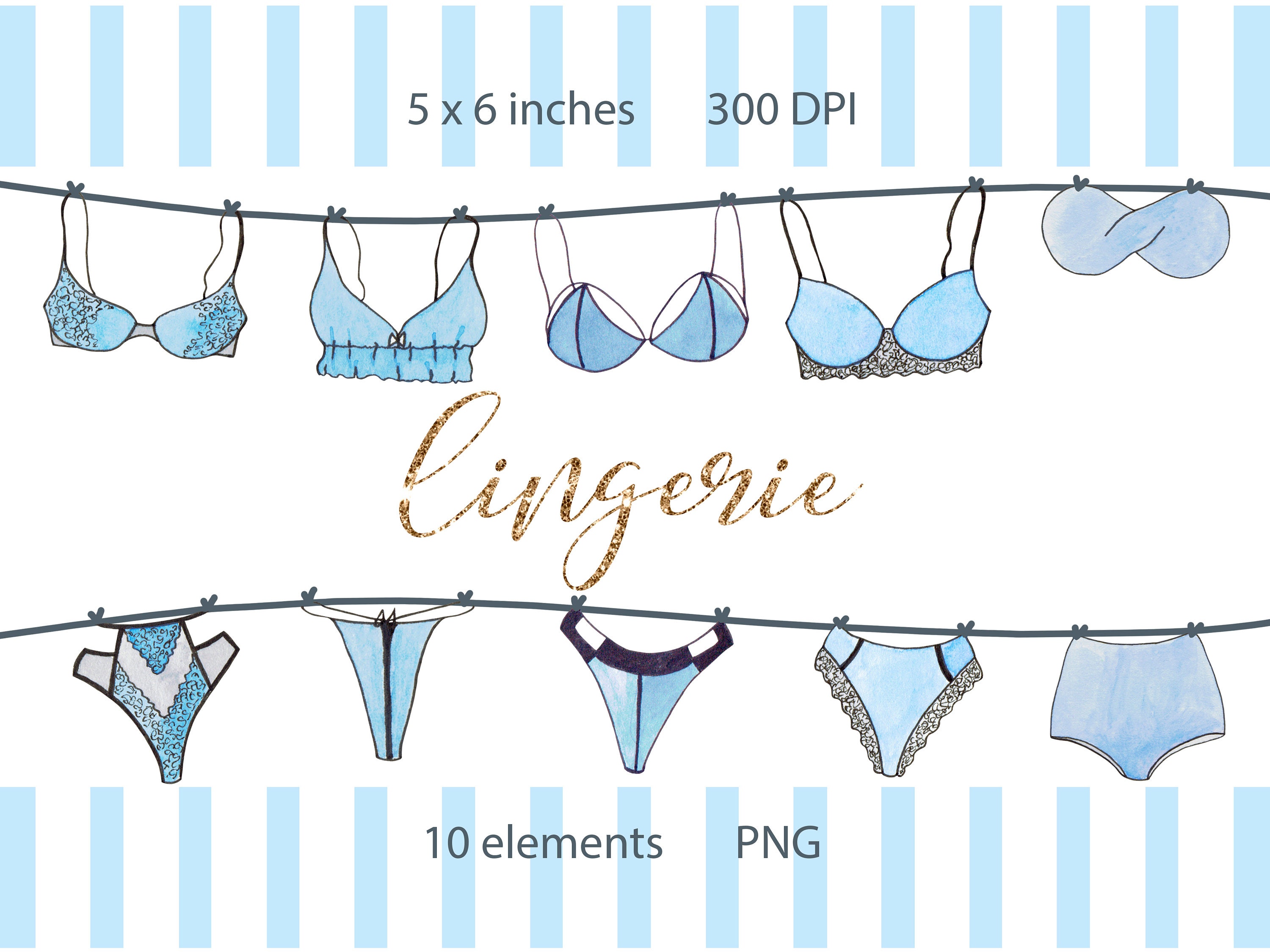 Watercolor Lingerie Clipart Bra And Panties Sexy Clipart | Etsy