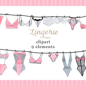Watercolor Lingerie Clipart Bra And Panties Sexy Clipart | Etsy
