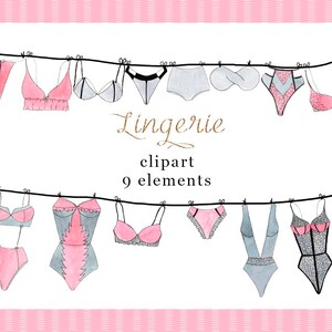 Watercolor Lingerie Clipart Bra And Panties Sexy Clipart | Etsy