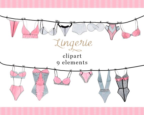 Watercolor Lingerie Clipart Bra And Panties Sexy Clipart | Etsy