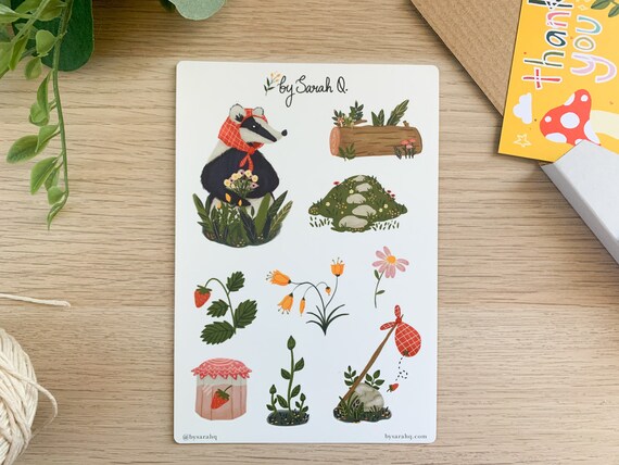 Badger Cottagecore Stickers | Plant Stickers, Planner Stickers, Journal  Stickers, Cute Stickers Pack