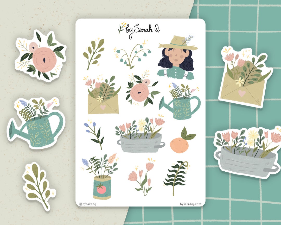 Cottage Flower Stickers Cottagecore Stickers, Planner Stickers, Journal ...